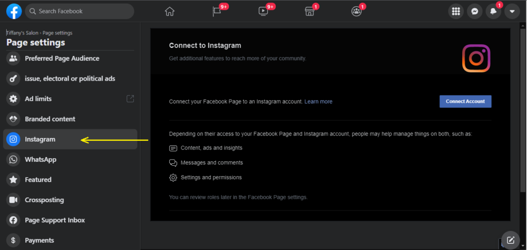 Create A Facebook Business Page In 9 Easy Steps 19 Connect Instagram to FB