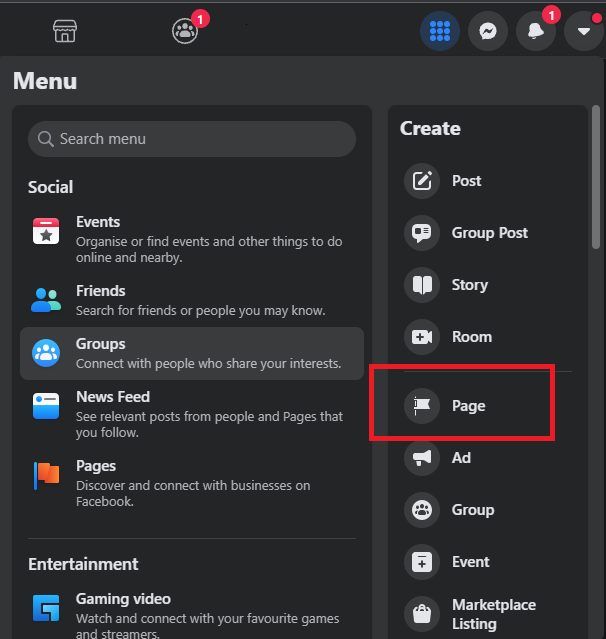 Create A Facebook Business Page In 9 Easy Steps 2 Create FB Page Step 1