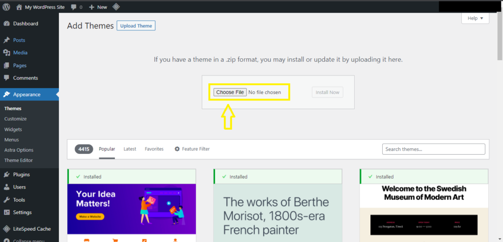 Add A Free WordPress Theme To Your Site In Just 5 Minutes 16 Choose Theme File