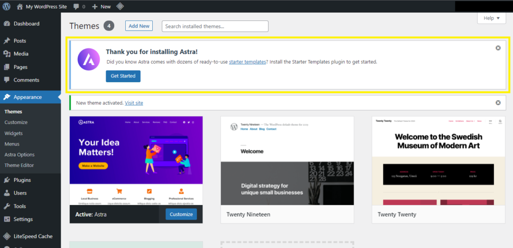 Add A Free WordPress Theme To Your Site In Just 5 Minutes 13 Theme Activated