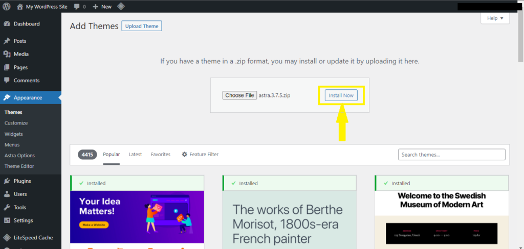 Add A Free WordPress Theme To Your Site In Just 5 Minutes 18 Theme Install Now