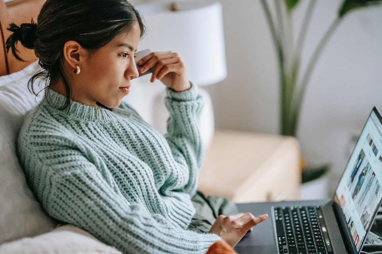 Woman working on laptop