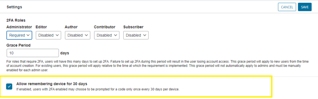 Improve WordPress Login Security with Wordfence 7 Remembering device in Wordfence 2FA