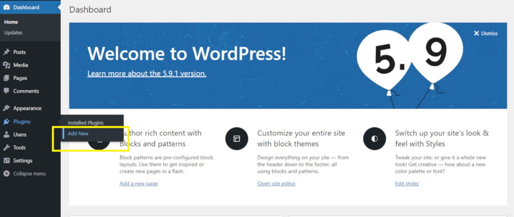 WordPress plugin installation page