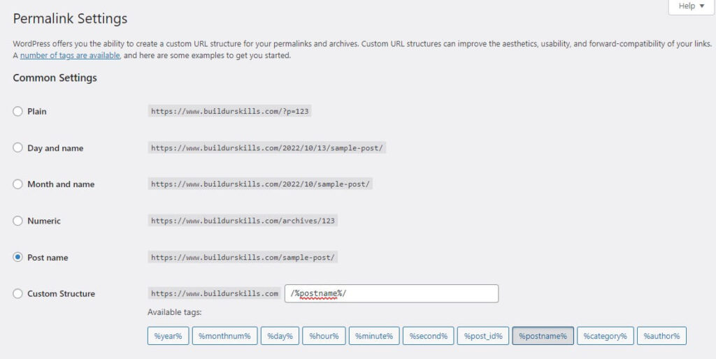 The Ultimate 61-Point WordPress Website Design Checklist 3 Permalink Settings
